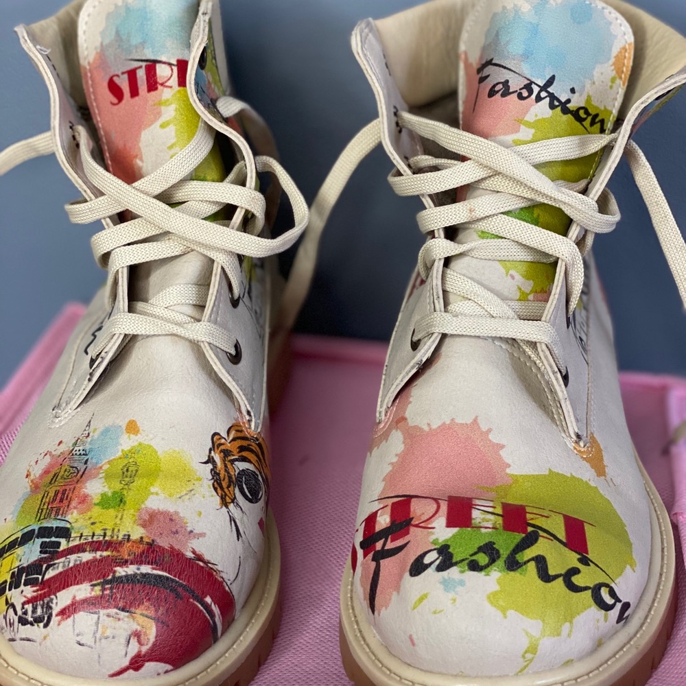 Never Worn Colorful Combat Boots Size 8